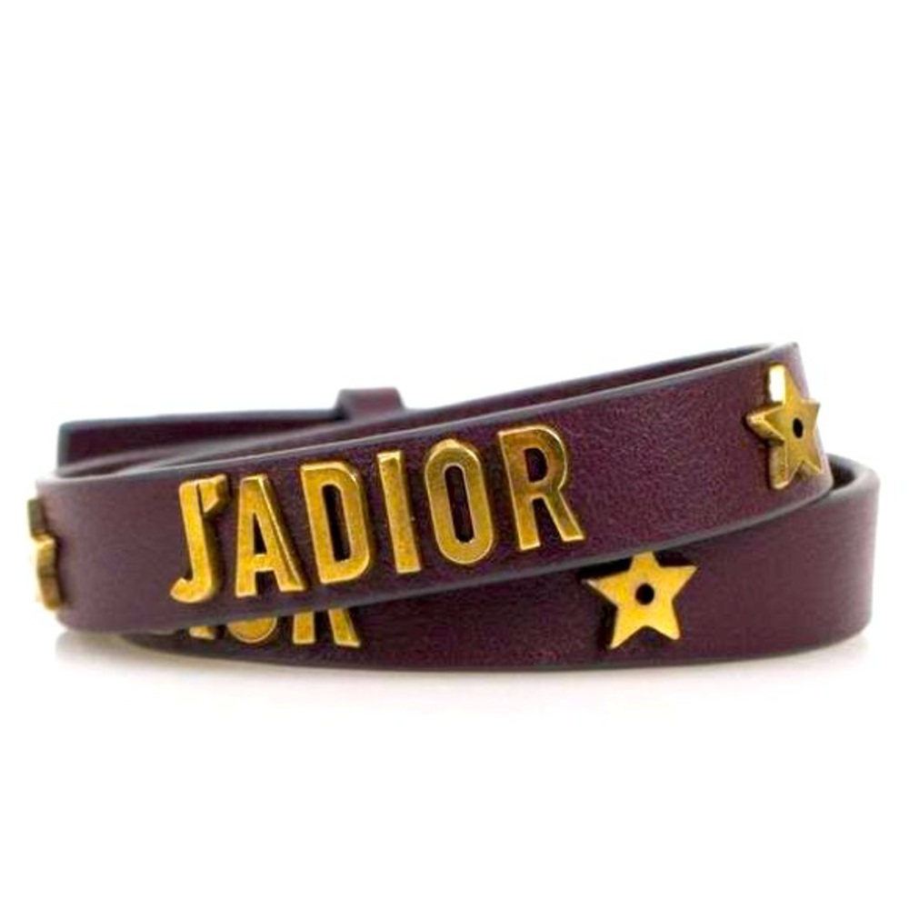 ⭐️CHRISTIAN DIOR⭐️Star J'Adior Burgundy Calfskin Double Bracelet